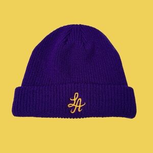Hot Rod Los Angeles Signature LA Lakers Purple Knit Beanie Cap